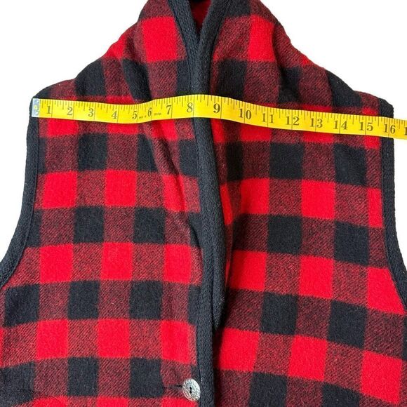 WOOLRICH Vintage Red Black Plaid Vest Size M - Picture 8 of 13
